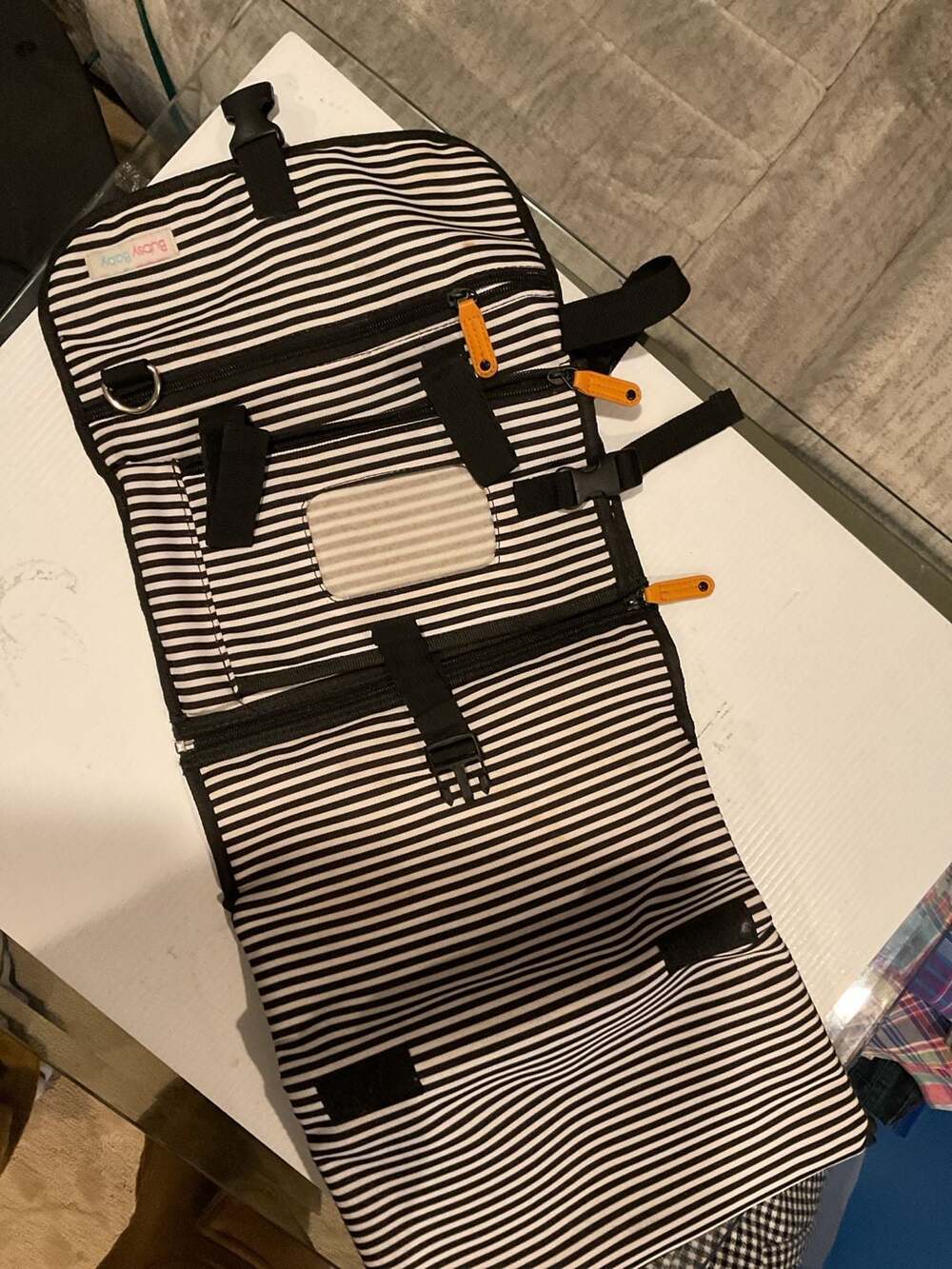 Bubsy Baby Portable Diaper Changing Mat, Black and White Stripes